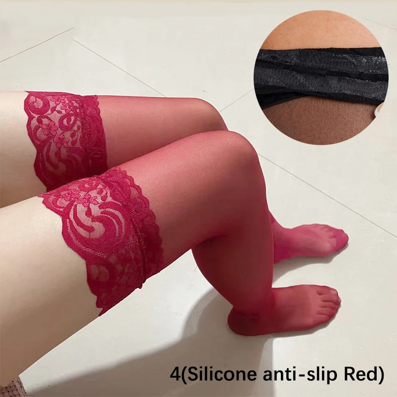 Large Size Women Stockings Lace Knee Sock Big Plus Size Sexy Thigh Pantyhose Anti-slip Sock