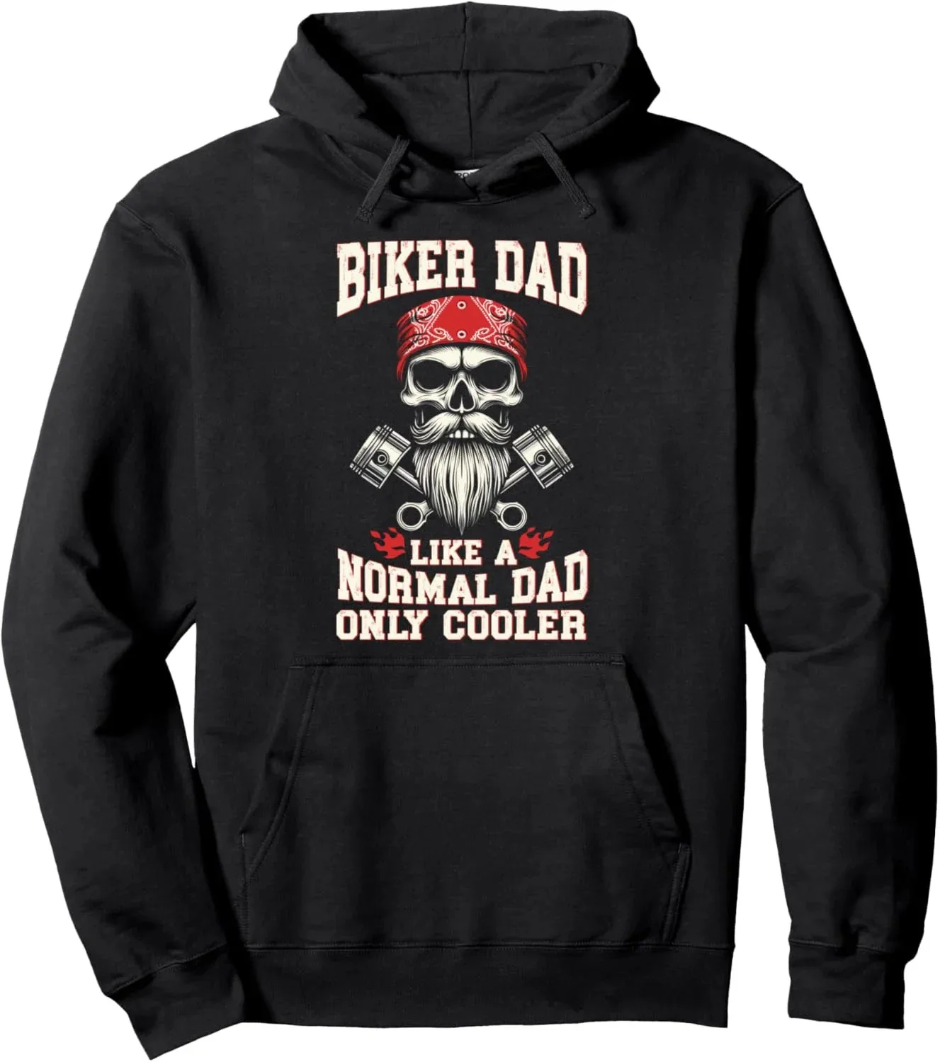 

Autumn and Winter Biker Dad Print Cotton Hoodie Cool Skull Piston Design Sweatshirt