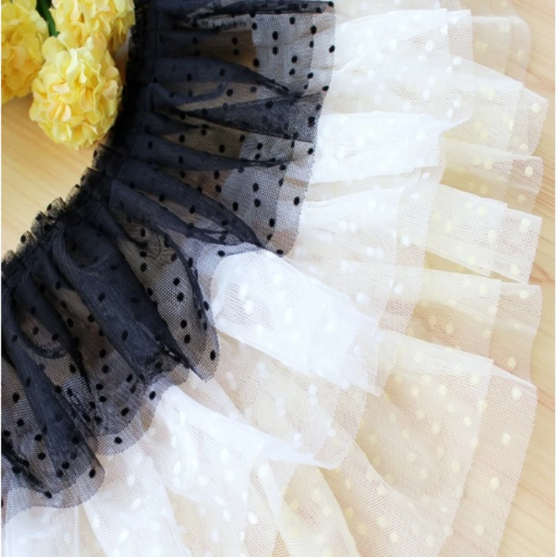 Tulle Frilled Mesh 3D Pleated Fabric, Lace Embroidery, Fringed Ribbon, Ruffle Trim, Dress Collar Applique, DIY Sewing Decor