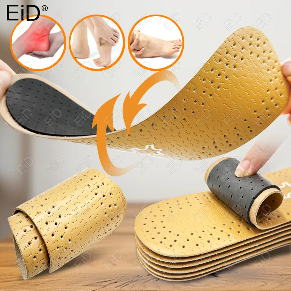 Palmilha de couro EiD para sapatos, desodorante confortável, palmilhas ortóticas, pés planos, apartamentos leves de couro PU, homens e mulheres