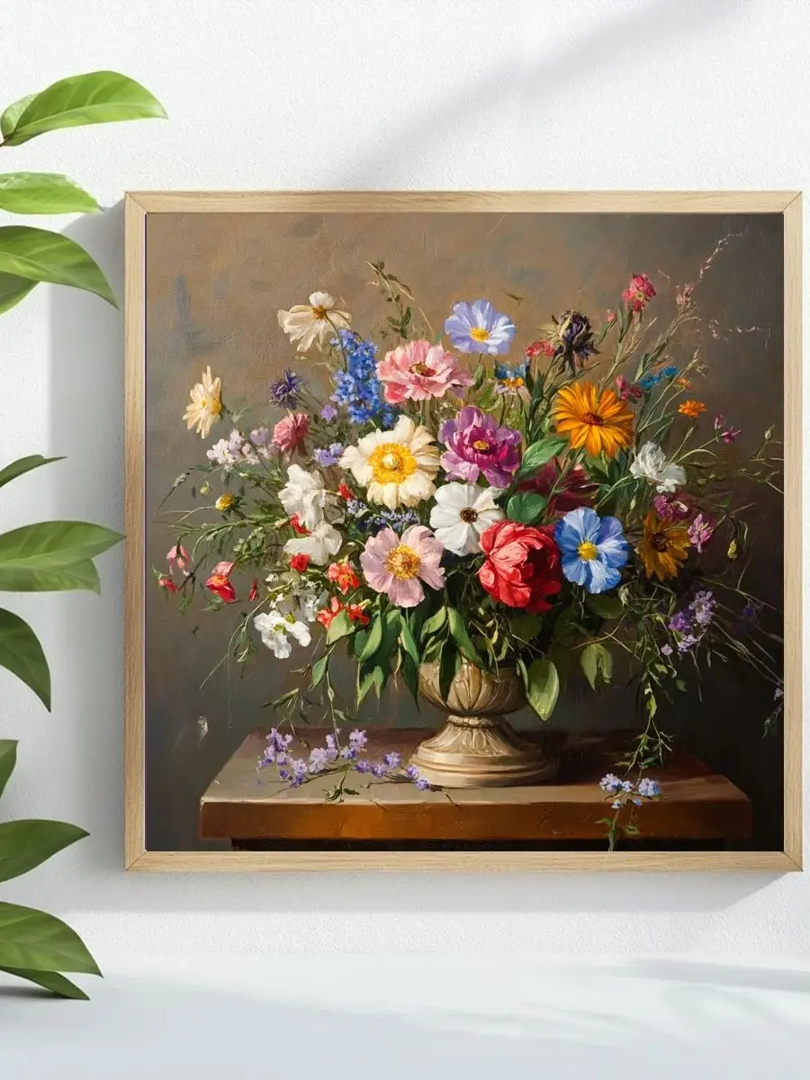 Wunderschöne Blumen 40X40CM/15,74 Zoll Kreuzstich-Set DIY 11CT/14CT Stickerei Neuankömmling Stickerei und Kreativität – Detail 1