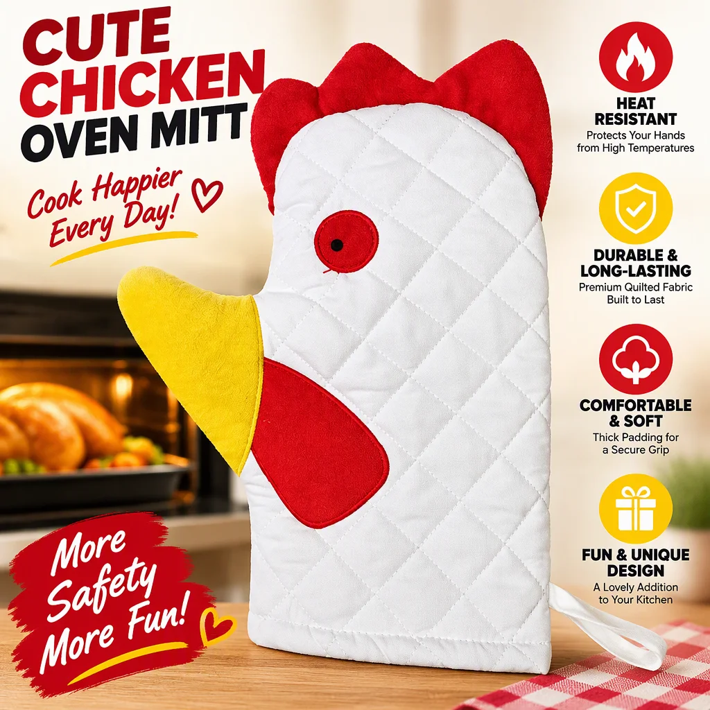 chicken oven mitts funny oven mitts Practical Anti-Scalding Rooster Trim Oven Mitts Heat Resistant Thickened Microwave Mitts