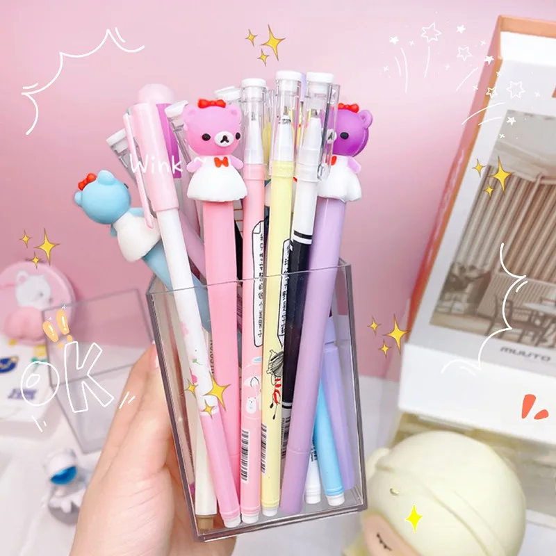 Creative transparent pen holder, simple girlish heart desktop, cute storage pen holder, student ins style stationery