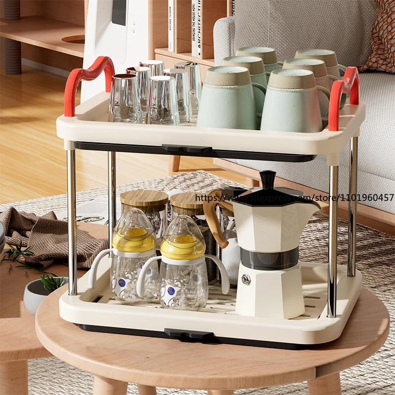 

Kitchen SimplicityCup Storage Rack, Double-layer Tea Cup Rack, Tea Set Storage Rack, Drain Tray, Household Desktop Drain Cup Cup