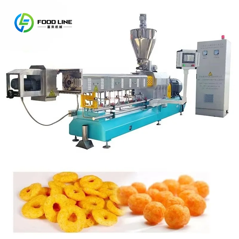 Customized Corn Puffing Snacks Machine Puffs Extruder Machine Production Line Auto Corn Puff Snack Food Double Screw Extruder