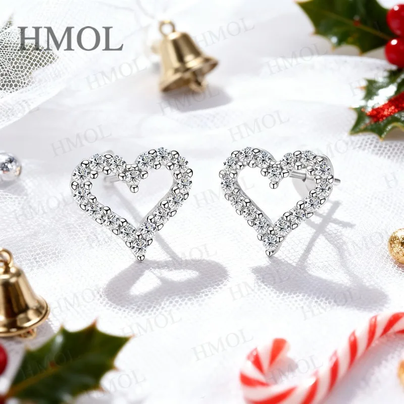 

Серьги-сердечки с 1,5 мм D/шампанским/голубым/светло-зеленым круглым муассанитом S925, серьги-гвоздики для женщин, повседневный рыбийон, Рождественский подарок