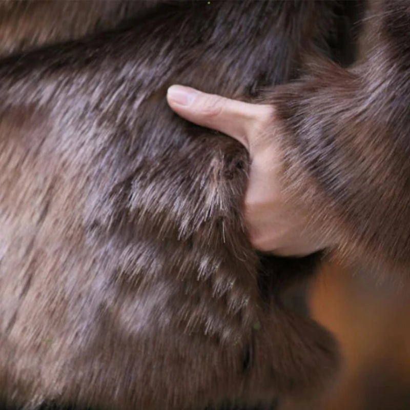 Men's Winter Warm Jacket Fashion Men's Faux Fur Jacket High-end Faux-fox Mink Fur Leather Jacket with Lapel Collar