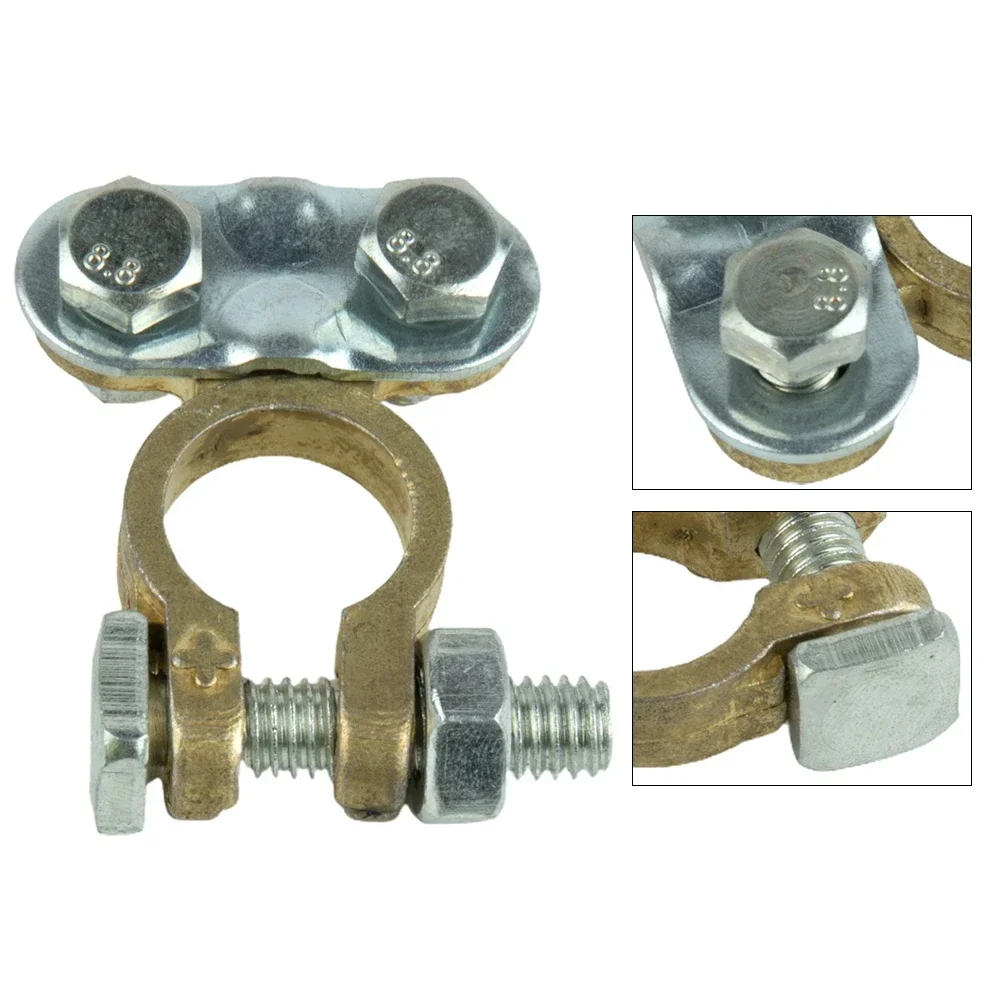 

2Pcs 12V Brass/Aluminium Battery Terminals Screw Type Connectors Brass Aluminium Leisure Clamps Car Van Caravan Campervan