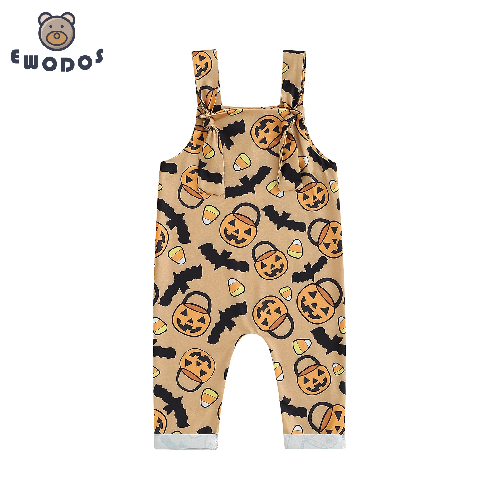 EWODOS Toddler Baby Boys Girls Halloween Christmas Jumpsuit Overalls Sleeveless Ghost/Pumpkin Print Romper Newborn Clothes