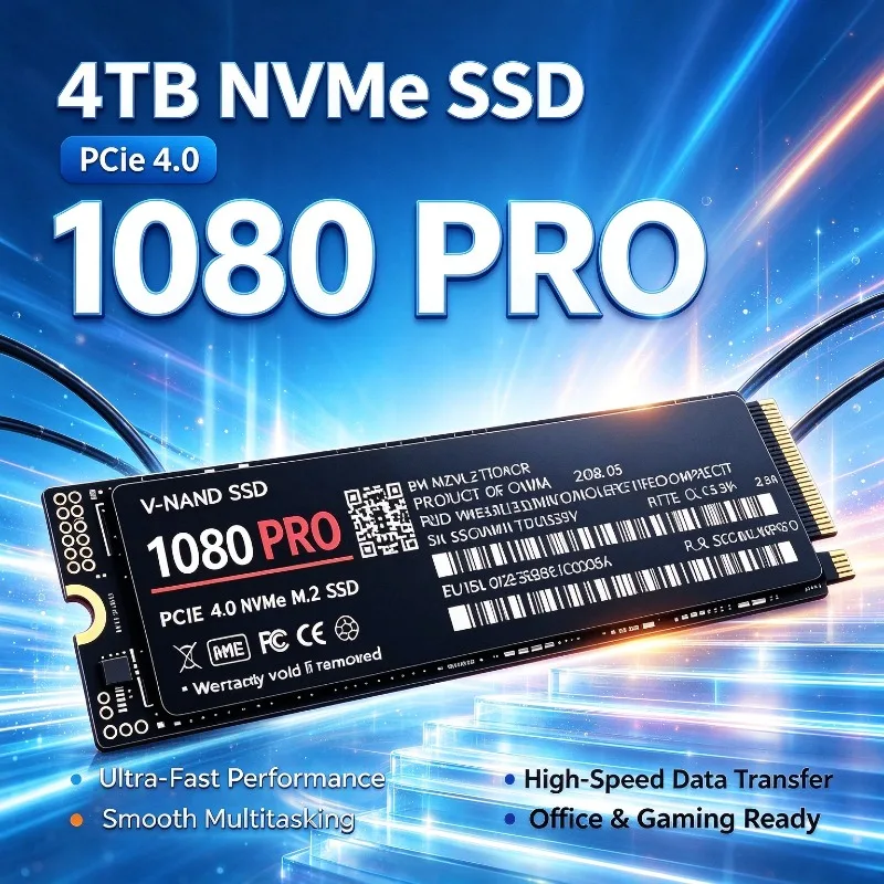 1080PRO M.2 2280 PCIe4.0 X4 SSD NVMe, TLC 3D NAND, 500GB/1TB/2TB/4TB SSD de Alta Velocidade para Jogos, PS5, Laptop e PC Desktop