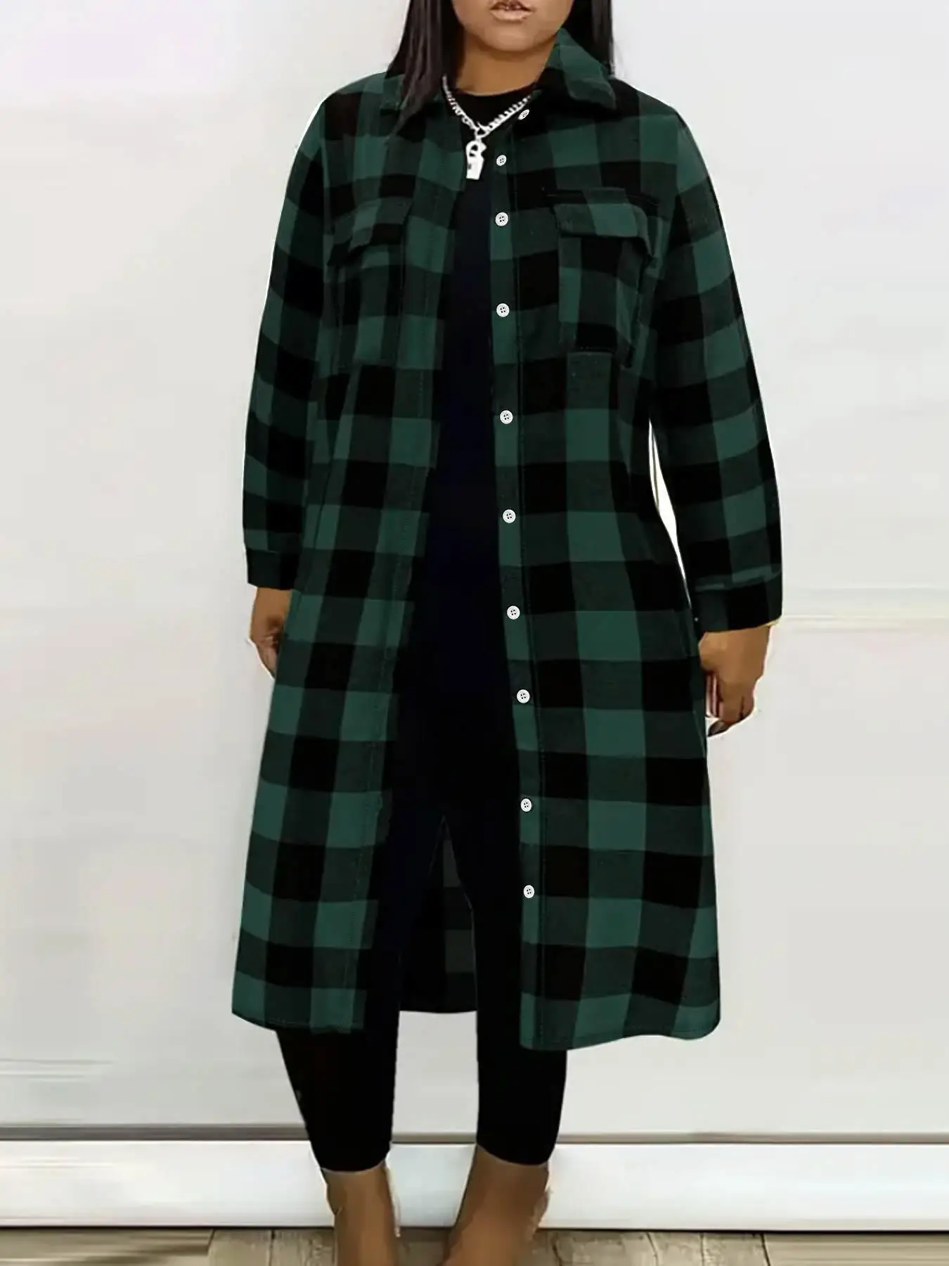 

Женская рубашка больших размеров, повседневный свободный топ в клетку для весны и осени, удобная блузка для женщин 25-54 лет