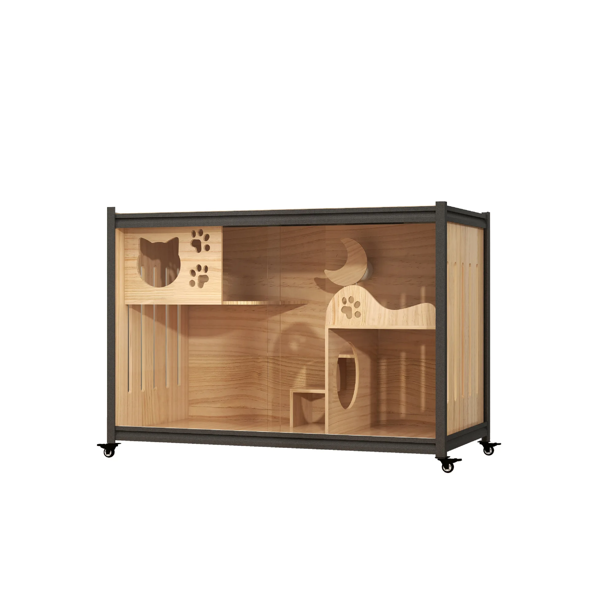 TV Cabinet Solid Wood Luxury Cat Villa Large Space Indoor Cat Cabinet Display Cabinet Cat Nest