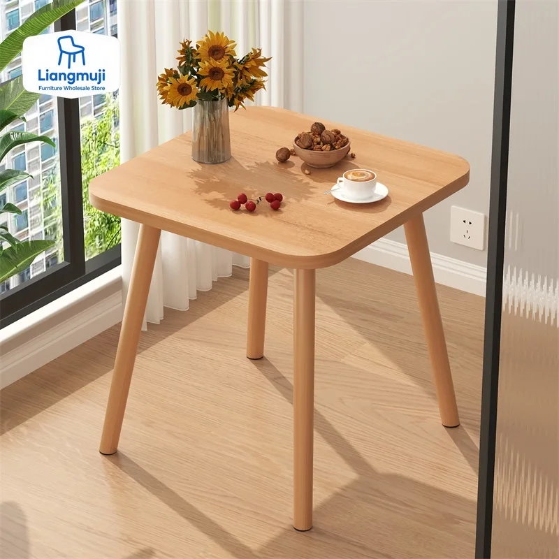 Formwell 50*50cm Square Side Table Wooden Small Coffee Table for Living Room Bedroom and Balcony Easy Assemble Solid Wood Legs