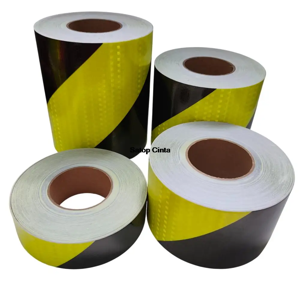 5cm/10cm/15cm/20cm*5m Reflective Warning Tape Fluorescent-Yellow-Black Adhesive Safety Strips Hazard Marking Sticker For Vehicle