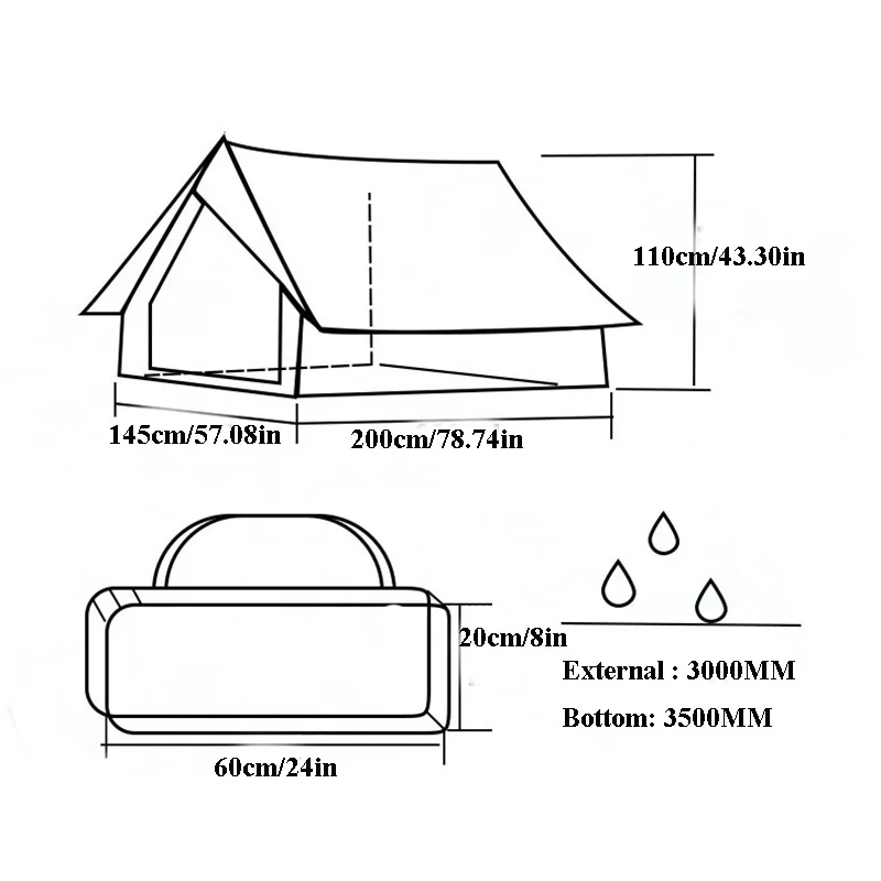 2Persons Oxford House Shape Type A Tent Outdoor Camping Self-driving Rainproof Windproof Family Picnic Ridge Double Layers Tour