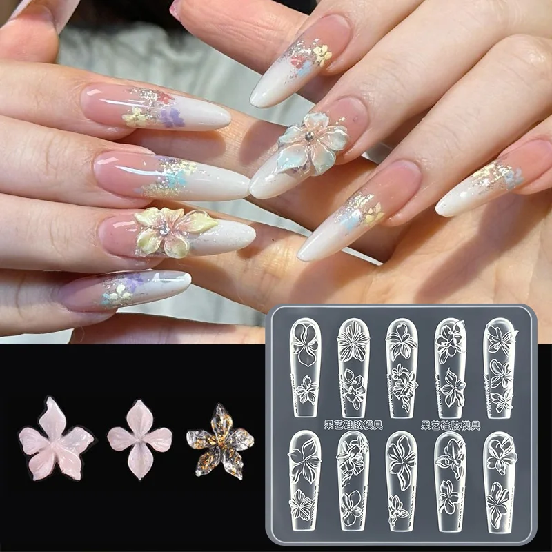 

1pc Flower 3D Acrylic Mold Nail Art Decorations DIY Design Silicone Nail Art Nails Mold