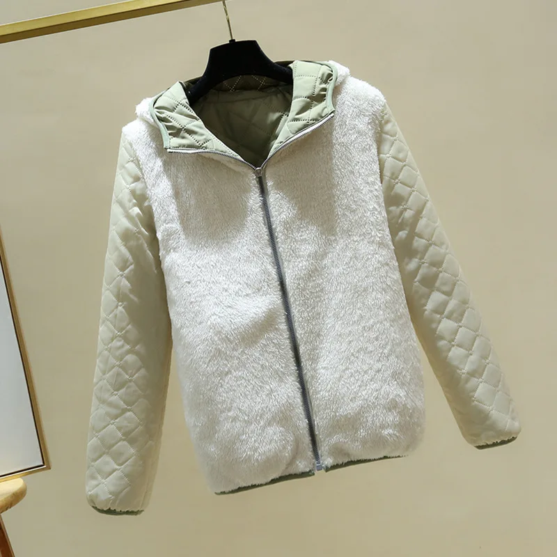 Fleece-lined Thickened Hooded Cotton-padded Clothes Women's 2024 Winter New Women's Korean-style Slimming Women's Coat