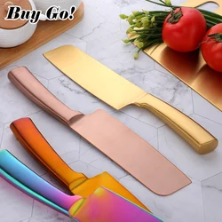 1/2PCS 6.3 Inch Kitchen Knives Stainless Steel Chef Knife Rainbow Fruit Vegetable Chopping Knife Kitchen Utensil Cooking Cleaver