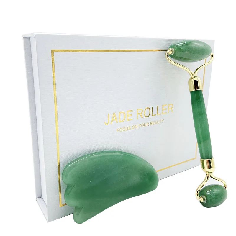 Nuevo masajeador Facial adelgazante, herramienta de elevación, rodillo de cuarzo rosa, rodillo de masaje Facial de Jade Natural, piedra, masaje de piel, juego de cuidado de belleza