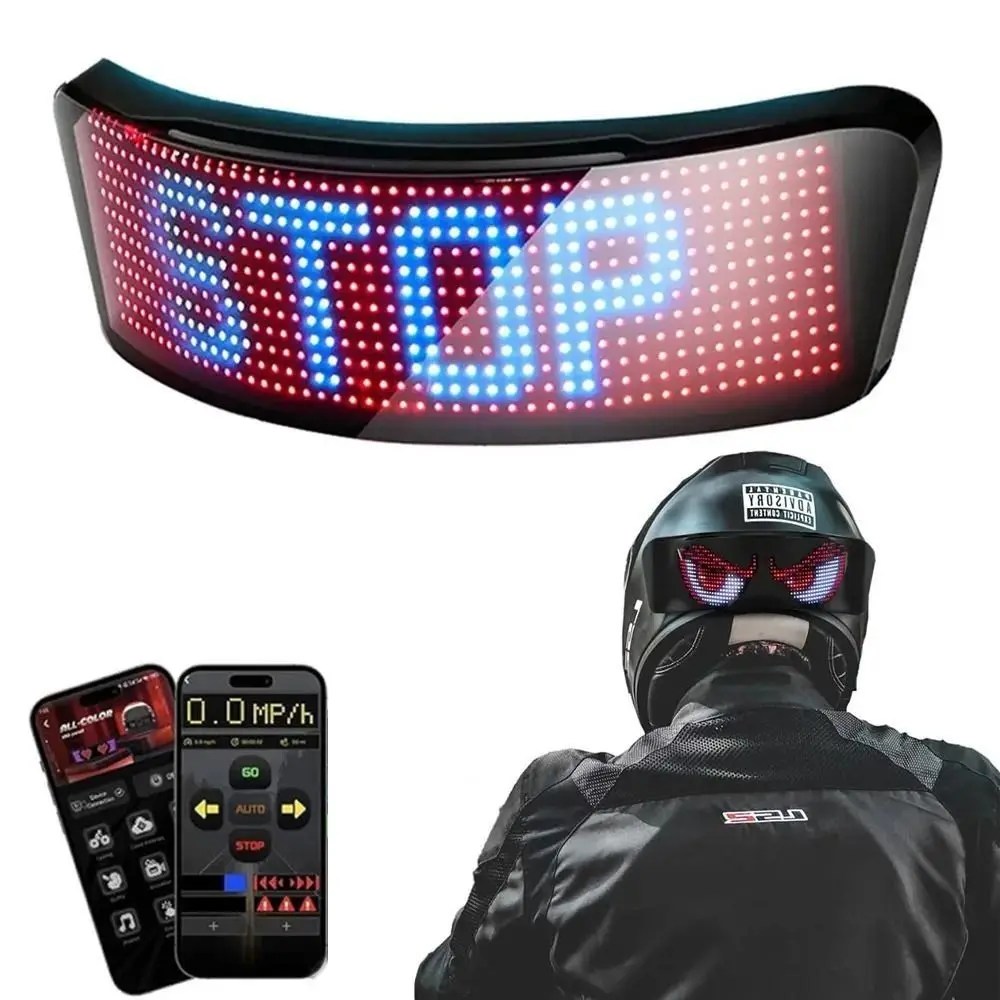 ABS Helmet LED Screen Full Color LED Sticky Mount Design DIY Light Panel Ultra Thin Panel Editable Text Phone Control Screen