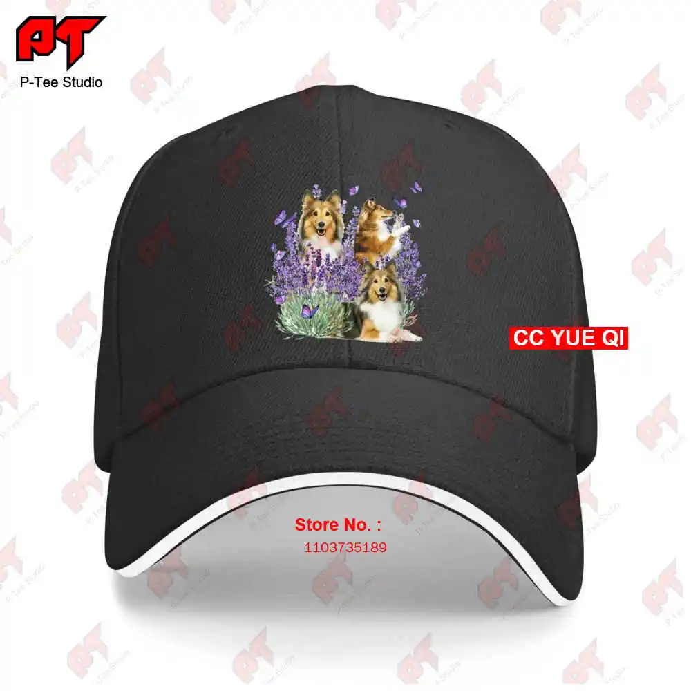 Shetland Sheepdog And Gorgeous Purple Flower Baseball Caps Truck Cap 8LG0