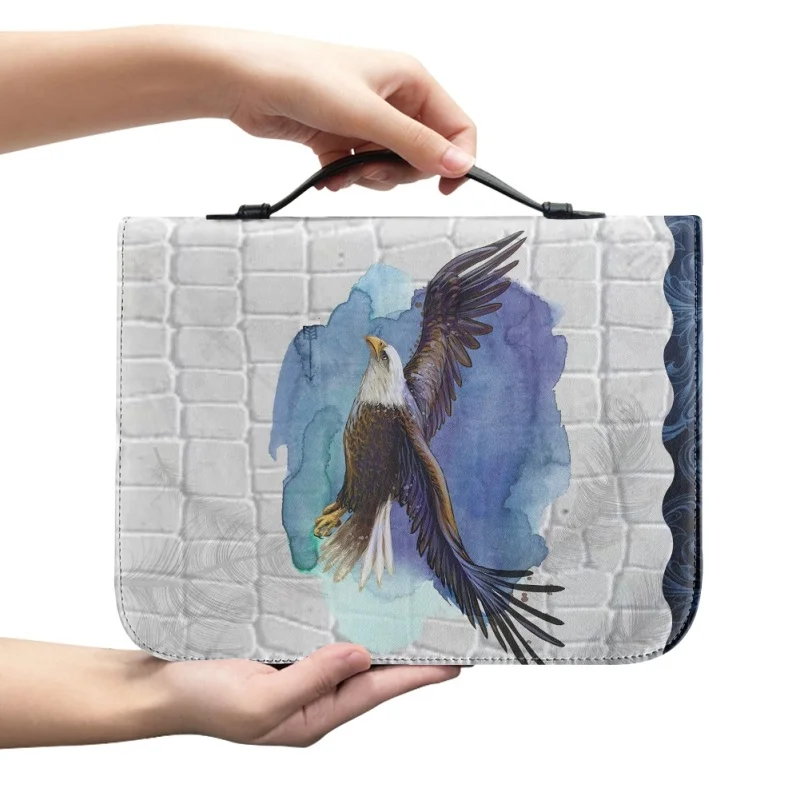 

They Will Soar On Wings Like Eagles Print Bible Cover Case for Women Leather Personalitized Bible Bags Holy Storage Book Box