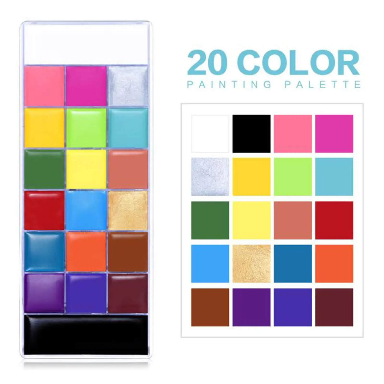 لوحة مكياج آمنة للأطفال مكونة من 20 لونًا من زيت الرسم على الجسم للحفلات التنكرية والعطلات والمظهر الإبداعي اليومي