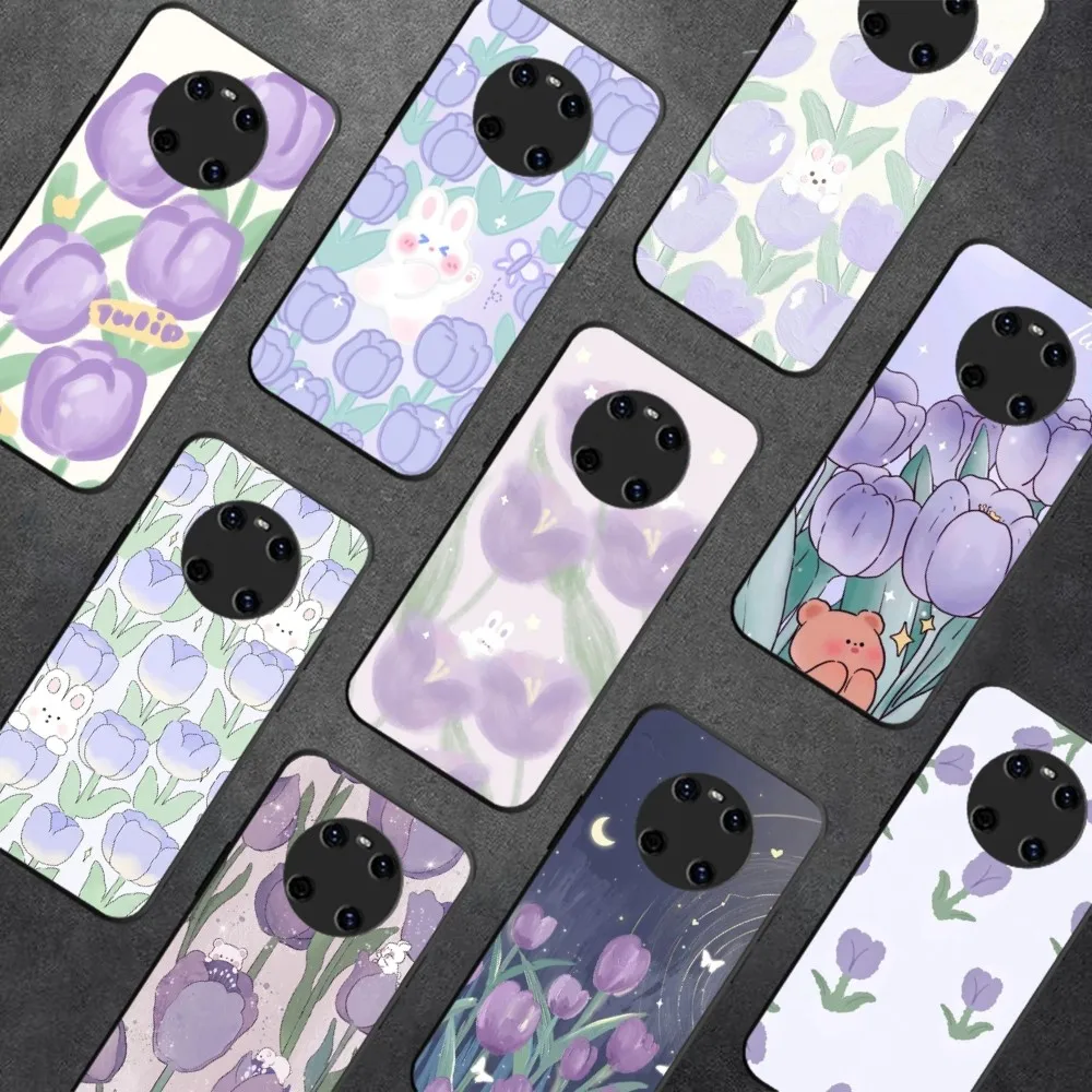 Purple Tulip Phone Case For Huawei Y9 6 7 5 Prime Enjoy 7s 7 8 plus 7a 9e 9plus 8E Lite Psmart Shell