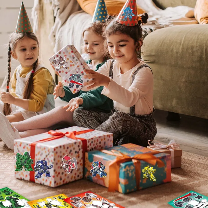 8Pcs 변환 퍼즐 스티커 Bumblebee Optimus Prime 맞춤형 부모-자식 게임 얼굴 장식 방수 스티커