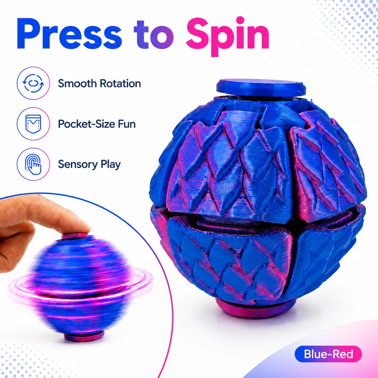 Press to Spin: Dragon Egg Fidget Ball for Instant Focus & Sensory Fun