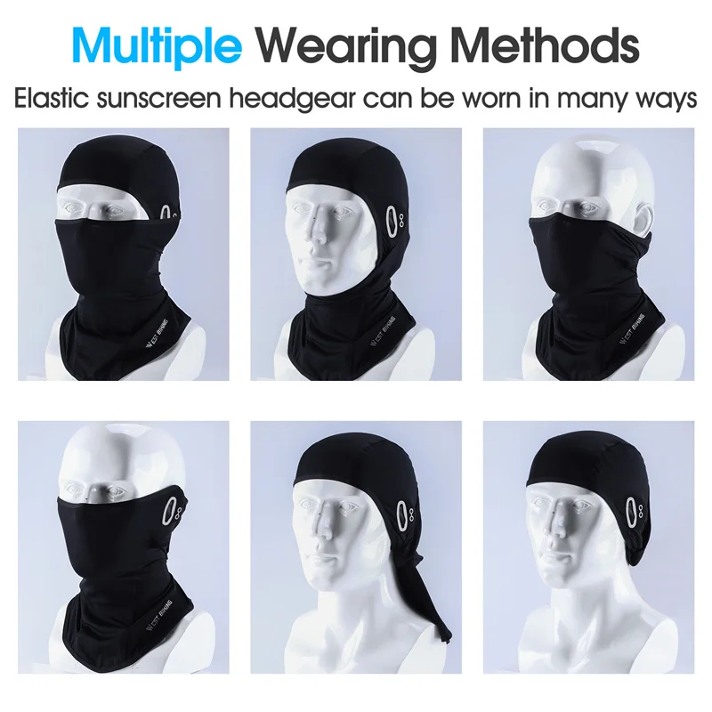 WEST BIKING Summer Cycling Ice Silk Balaclava Motorcycle Bicycle UV Protection Full Face Caps For Men Outdoor Hiking Sports