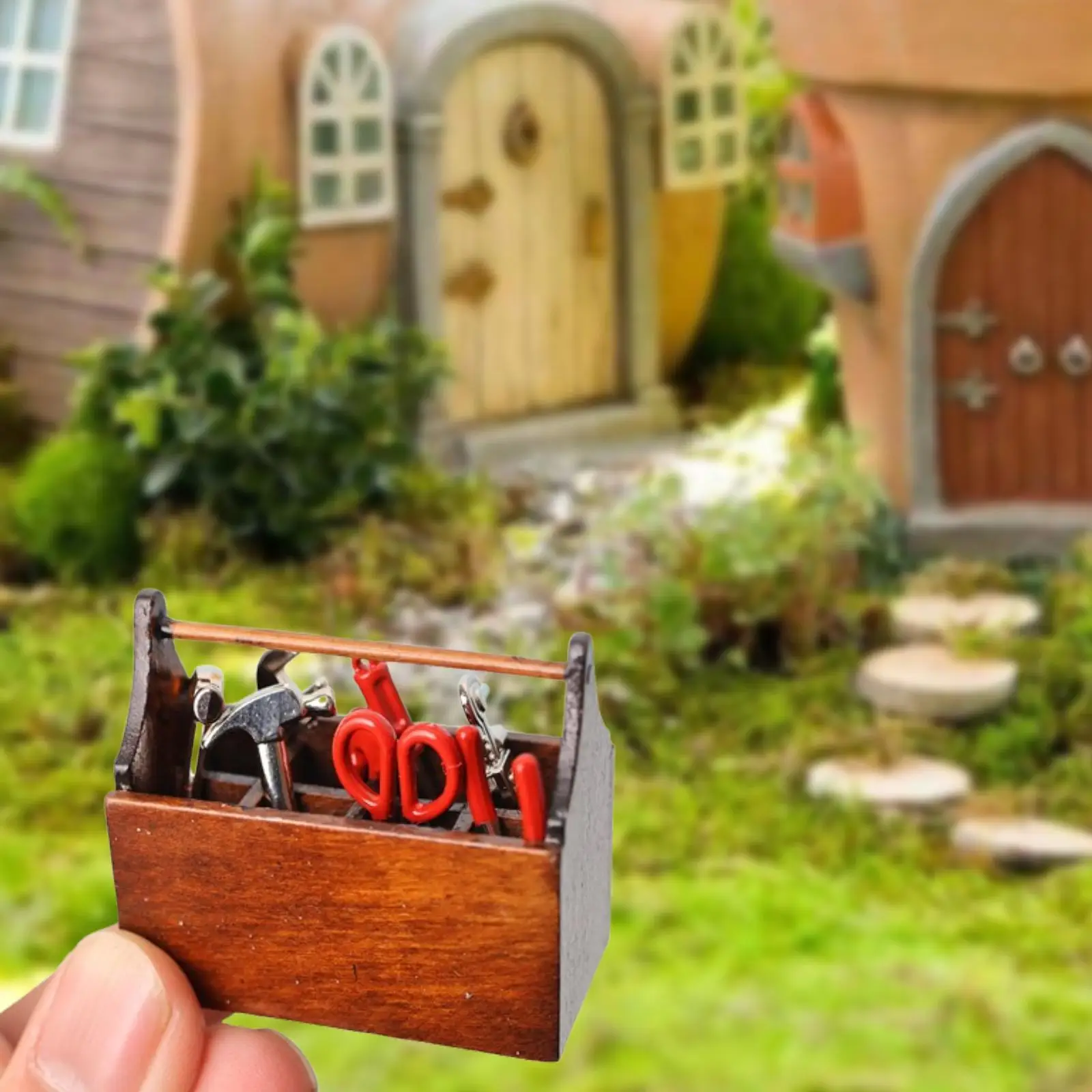 1/12 Puppenhaus Reparatur Werkzeuge Box Puppenhaus Zubehör Simulierte Pretend Spielzeug