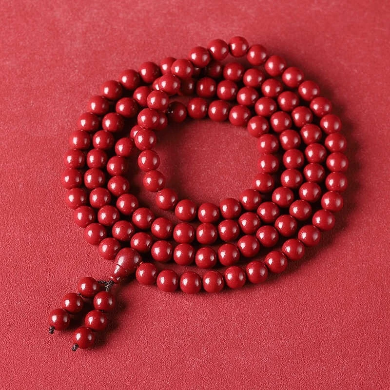 Natural raw cinnabar stringmen and women models108Buddha beads this year couple bracelet hand protection handle purple gold sand