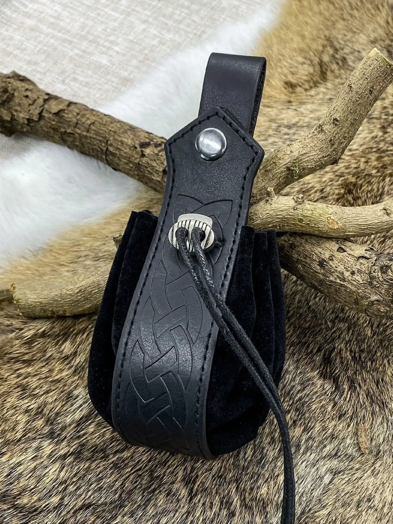 Mittelalterliche Vintage-Hüfttasche, Gürteltasche, PU-Leder, Punk, Wikinger, Vintage-Kordelzug, tragbare Geldbörse, Mann und Frau, Kostümzubehör