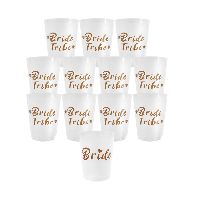 

Team Bride Tribe Cups Bridal Shower Bachelorette Party Plastic Drinking Cup Rose Gold Hen Party Accessories Wedding Decoration