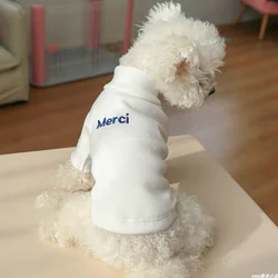 1PC Pet Clothing Spring and Autumn Pullover Elastic White Letter Base Shirt Suitable for Small and Medium sized Dogs