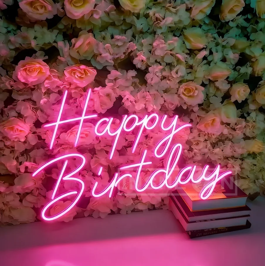 

Неоновая вывеска с надписью «С Днем Рождения» для детей, декоративная подсветка, неоновый световой логотип, украшение для празднования, украшение для дома