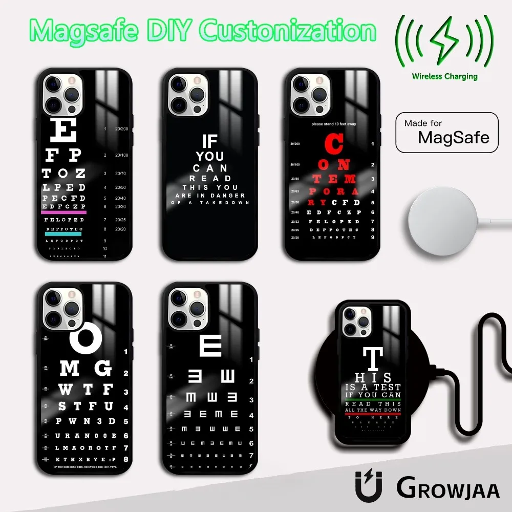

Medical Eye Vision Chart Phone Case For iPhone 16 15 14 13 12 11 Pro Max Plus Mini Magsafe Mirror Wireless Magnetic Cover