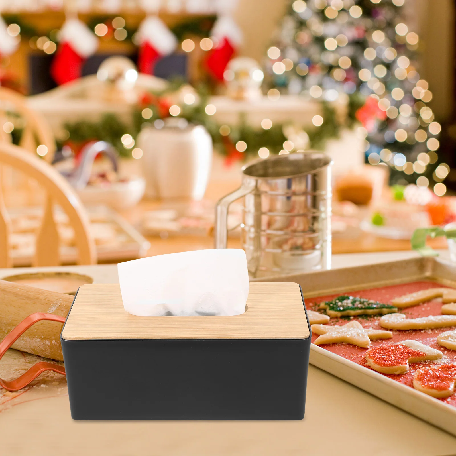 

Wooden Tissue Box Cover PP Material Black Rectangle Storage Boxes Home Office Hotel Room Tissue Paper Holder Design