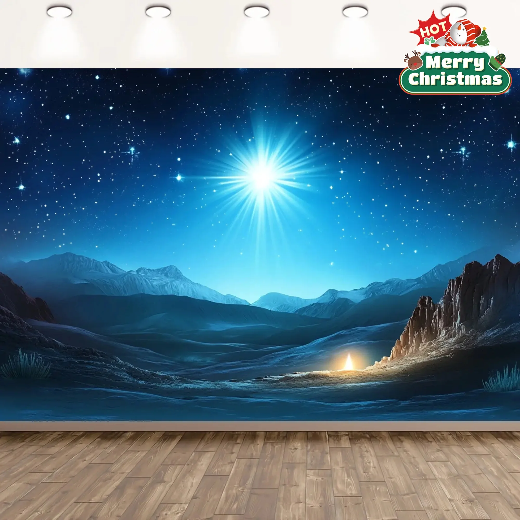 1-teiliger Polyester-Hintergrundstoff für Weihnachtsgeburtsszenen, der Stern von Bethlehem, Weihnachten, Hochzeit, Kirchenveranstaltungen