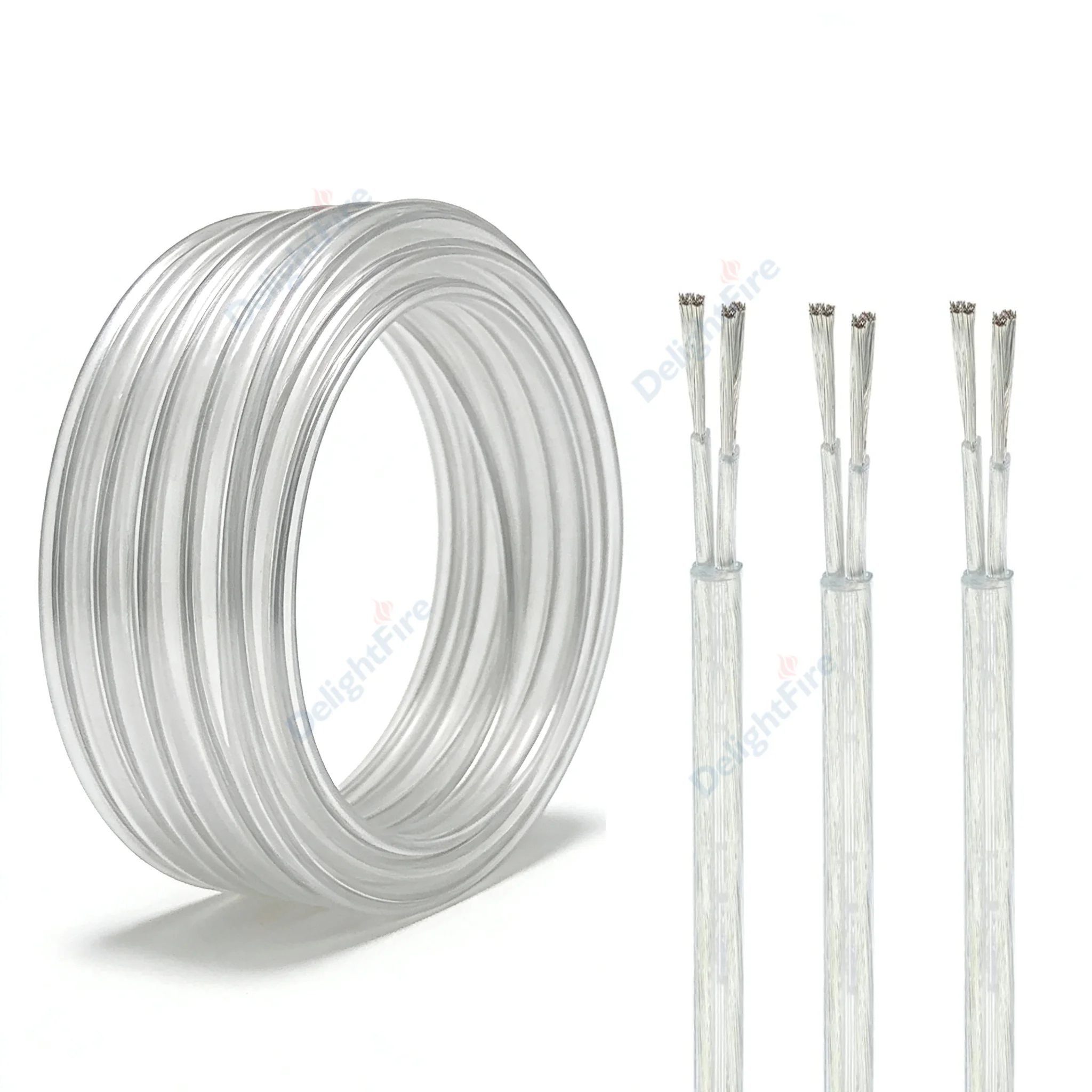 12V Electrical Wire PVC Insulated 2 Core Transparent Round Cable for LED Lamp Outdoor Lighting Speaker Audio Auto DIY Projects
