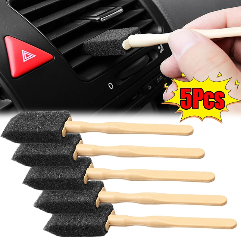 

5Pcs Car Air Conditioner Outlet Sponge Brushes Auto Dashboard Grille Gap Dirt Dust Removal Detailing Brush Car Cleaning Tools