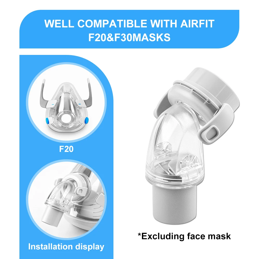 1pc Replacement Elbows for AirFit F20, Quick Release Swivel Elbow Connector Compatible with F20 F30, Easy To Attach & Secure Fit