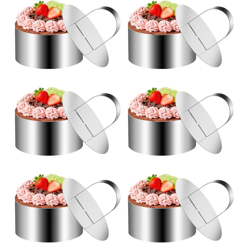 Cake Mold Rings with Pushers, 8.0cm, Stainless Steel Mousse Cake Ring, Tart Rings, Pancake Molds, Baking Tools, Kitchen Gadgets