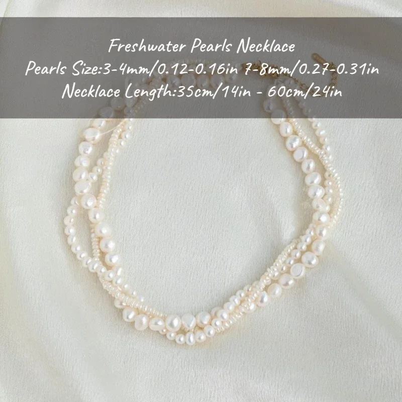 

MYSOYA White Baroque Freshwater Pearl Three-layer Necklace 3-4mm & 7-8mm For Her Birthday/Wedding/ New Year/Christmas