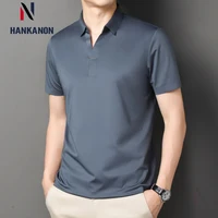 POLO elástico de alta calidad para hombre, camisa informal de negocios de manga corta, sin costuras, con cuello en V, M-4XL, 2024