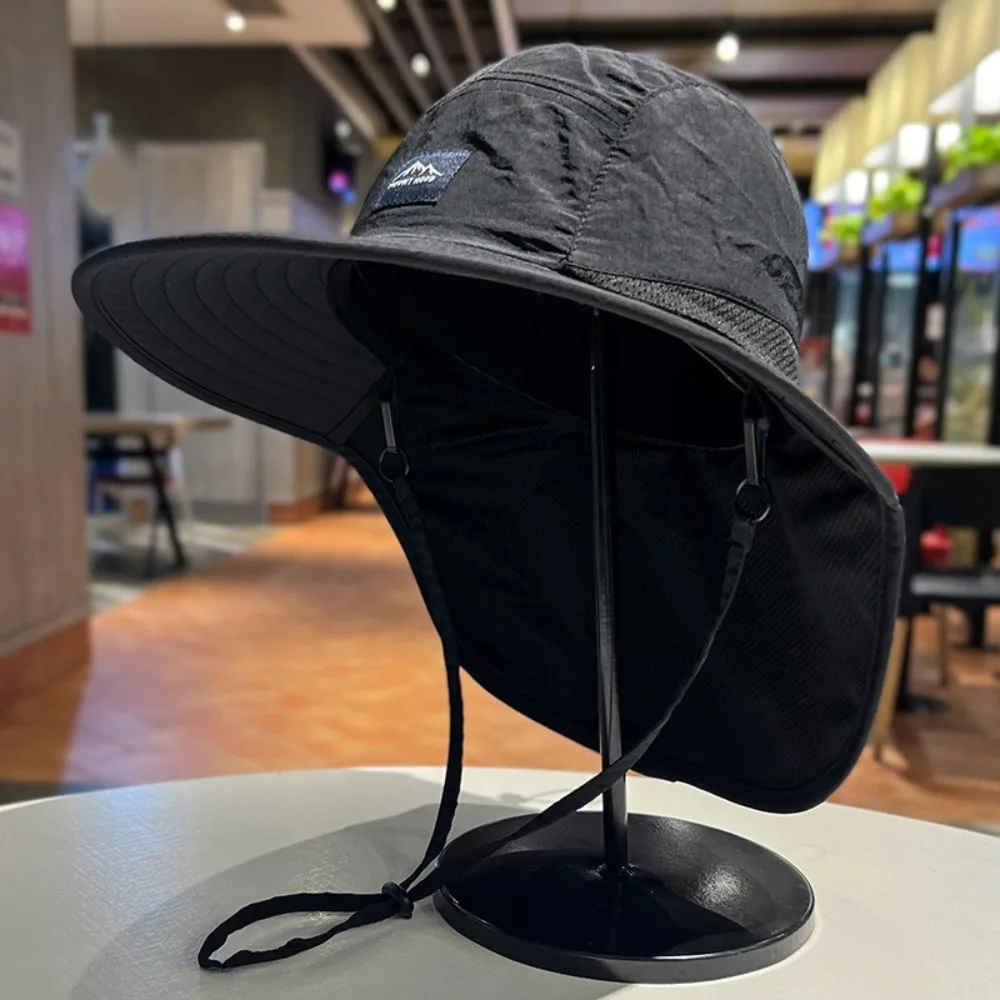 Wide Brim Shawl Neck Protection Sun Cap Neck Ear Cover Bucket Cap Sunshade Hat Visor Sun Protection Men Fisherman Hat Climbing