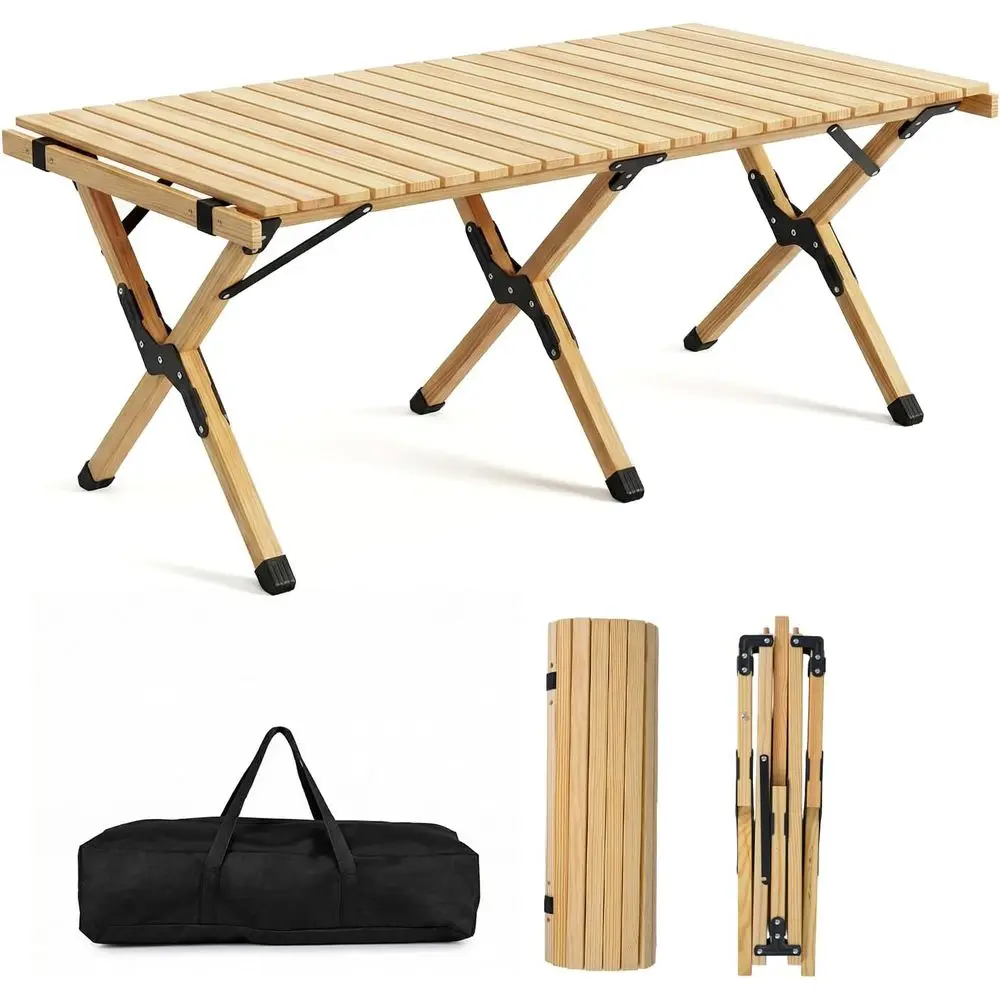 

Compact Roll-Up Picnic Table with Storage for 4-6, Suitable for Outdoor Adventures and Gatherings