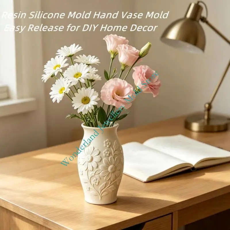 Silicone Vase Mold Embossed Flower Casting Mold for Resin Plaster Small Floral Vase Mold for DIY Home Craft Projects view 4
