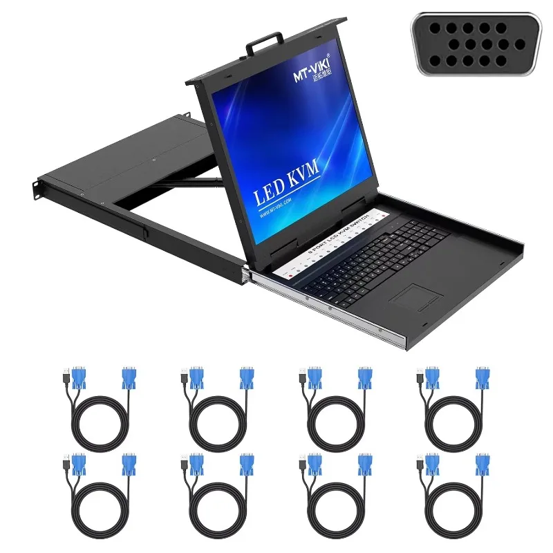 Rack Mount 8-Port KVM VGA Switch With 19